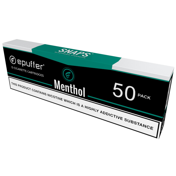 ePuffer SNAPS Cigalike Menthol Vape Cartomizers 50-Pack (Black) | Canada