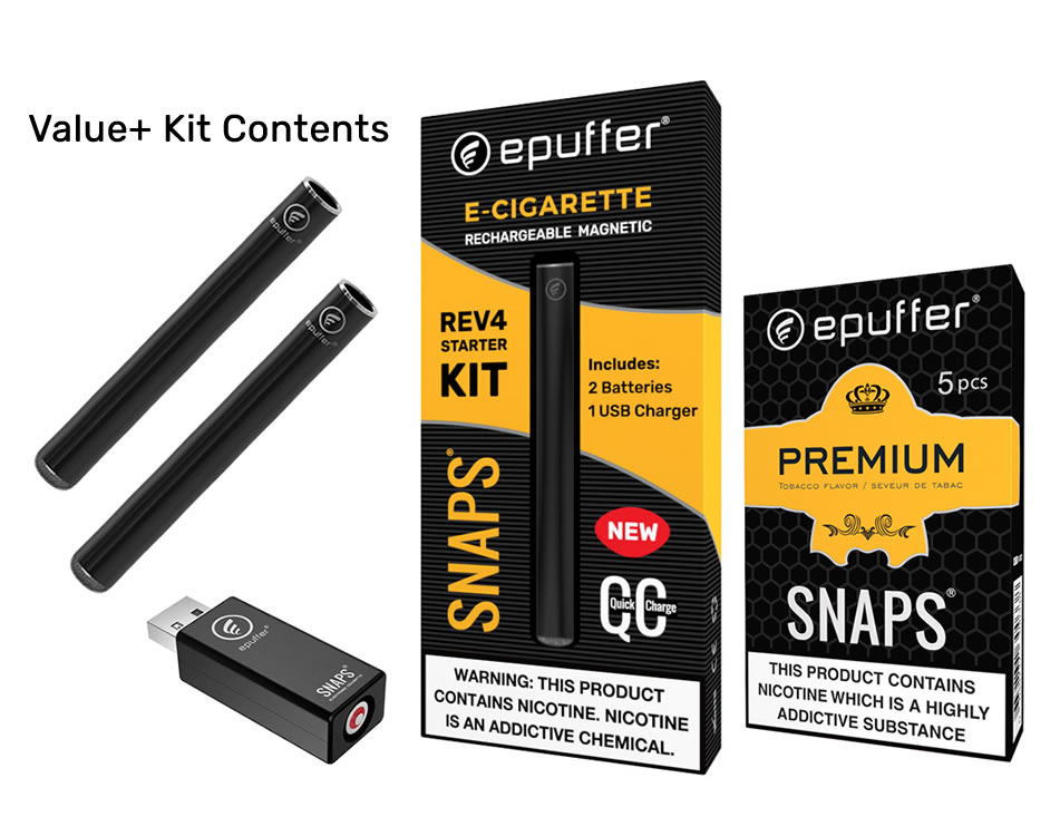 SNAPS Tobacco Ecig Value Pack Electronic Cigarette ePuffer