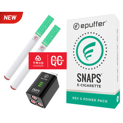epuffer snaps menthol cigalike electronic cigarette rechargeable starter kit white batteries